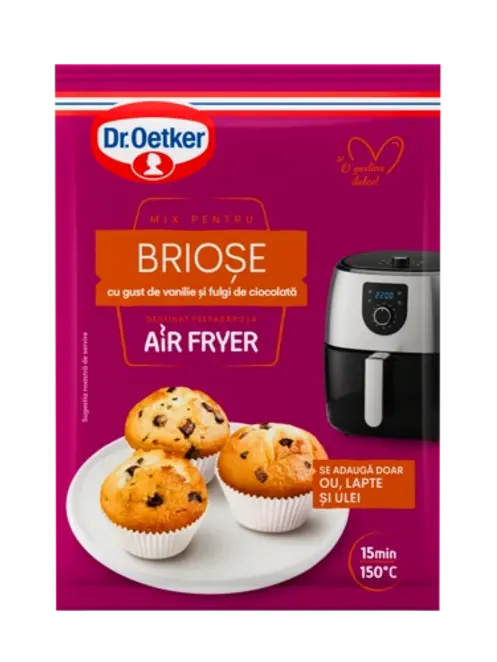 Dr. Oetker Brioșele cu gust de vanilie și fulgi de ciocolată pentru Air Fryer