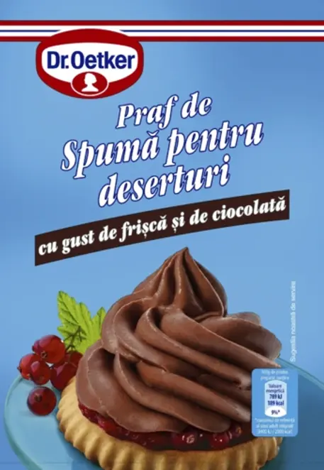 Dr. Oetker Praf de spumă pentru deserturi cu gust de frișcă și ciocolată