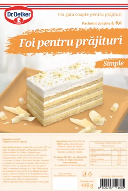Dr. Oetker Foi simple pentru prăjituri