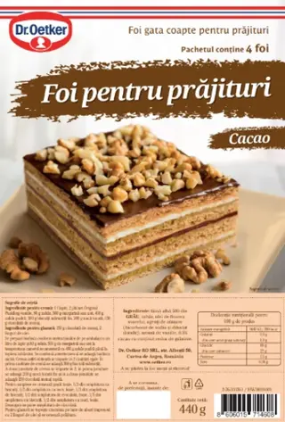Foi cu cacao pentru prăjituri 440g Dr. Oetker