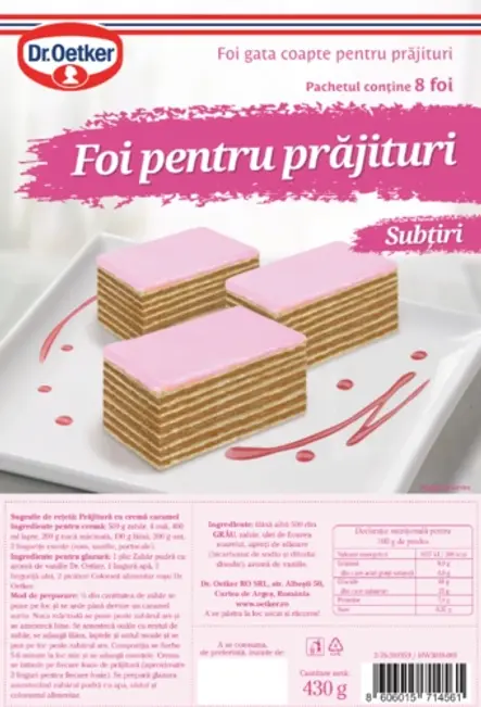 Foi subțiri pentru prăjituri 430g Dr. Oetker