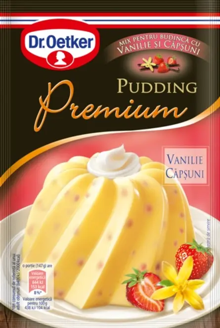 Dr. Oetker Premium Pudding cu Vanilie şi Căpşuni