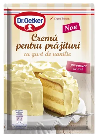 Cremă pentru prăjituri cu gust de vanilie cu preparare cu unt