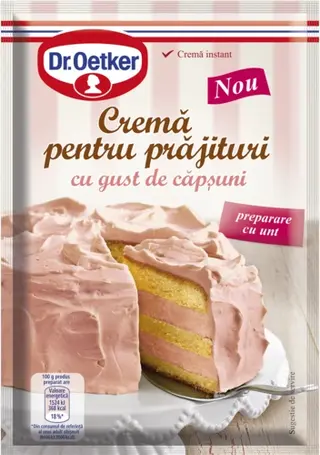 Cremă pentru prăjituri cu gust de căpșuni cu preparare cu unt