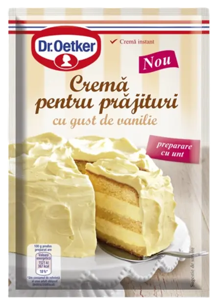 Cremă pentru prăjituri cu gust de vanilie cu preparare cu unt