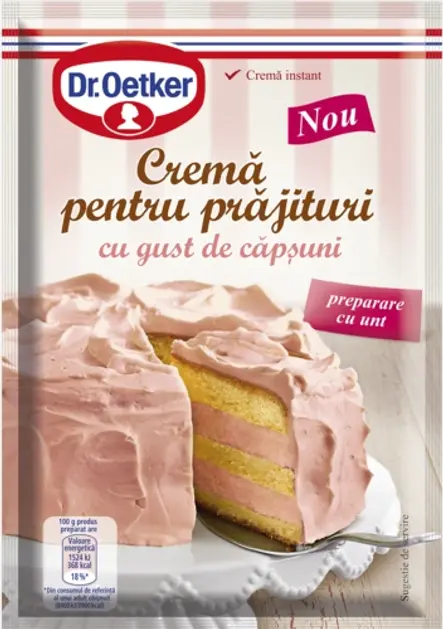 Cremă pentru prăjituri cu gust de căpșuni cu preparare cu unt