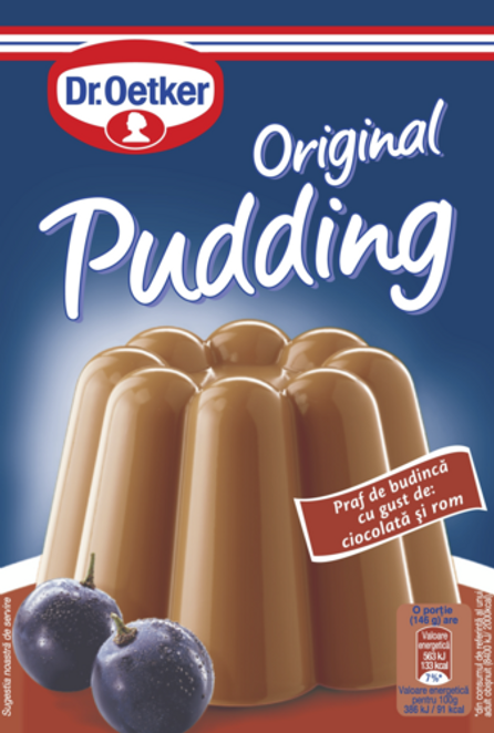 Dr. Oetker Praf de budincă cu gust de ciocolată și rom