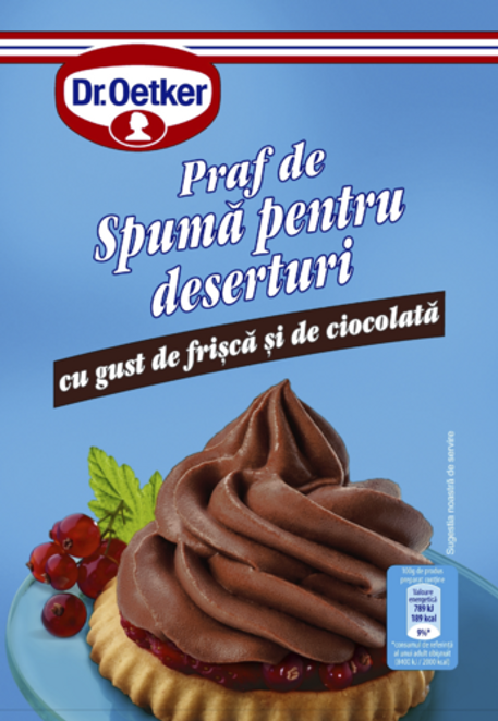Dr. Oetker Praf de spumă pentru deserturi cu gust de frișcă și ciocolată