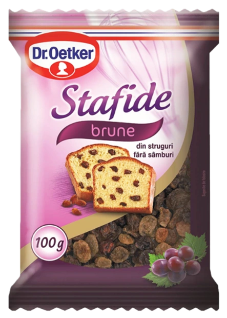 Stafide brune Dr. Oetker înmuiate cu 2 - 3 linguri de rom