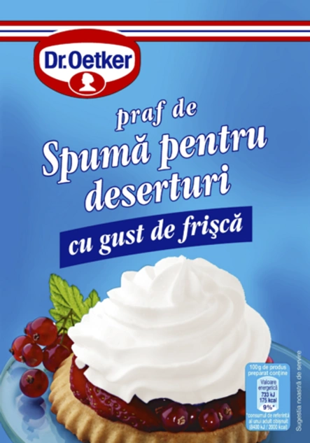Praf de spumă pentru deserturi cu gust de frișcă Dr. Oetker