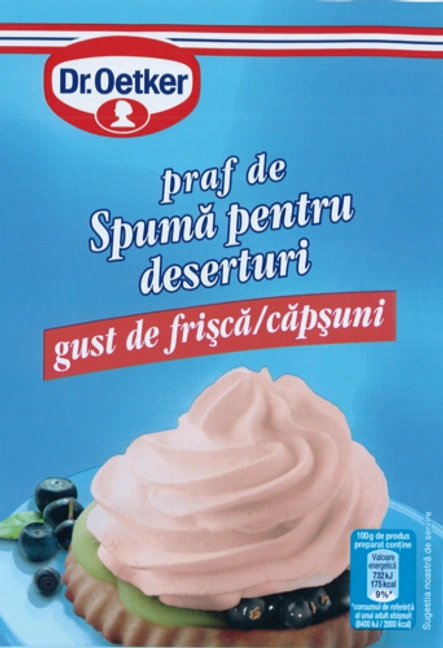 Praf de spumă pentru deserturi frișcă, căpșuni Dr. Oetker